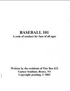 Baseball 101 -- A code of conduct for fans of all ages